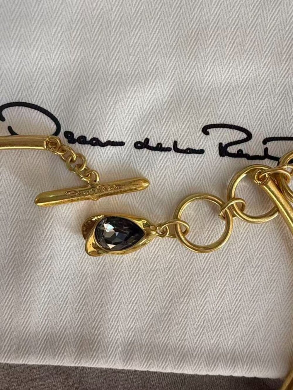 Oscar de la Renta Multi-Color Crystal Gold Tone Choker - Picture 3 of 5